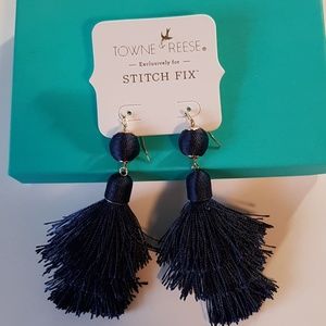 Navy blue tassel earrings